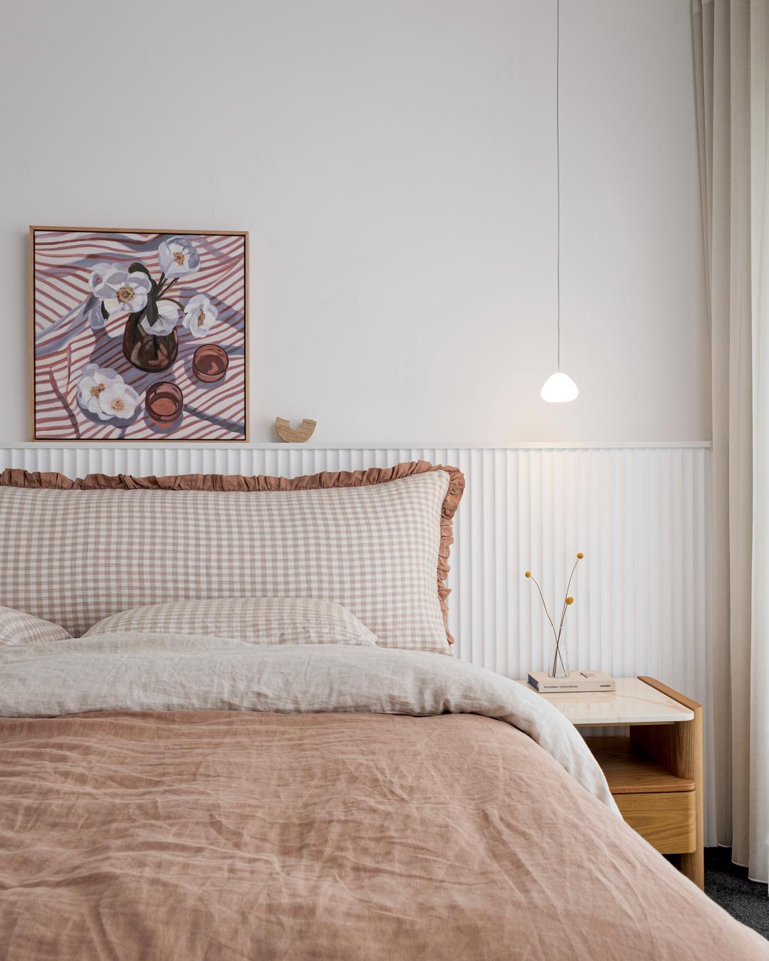 Arlem bedhead cushions in a styled bedroom