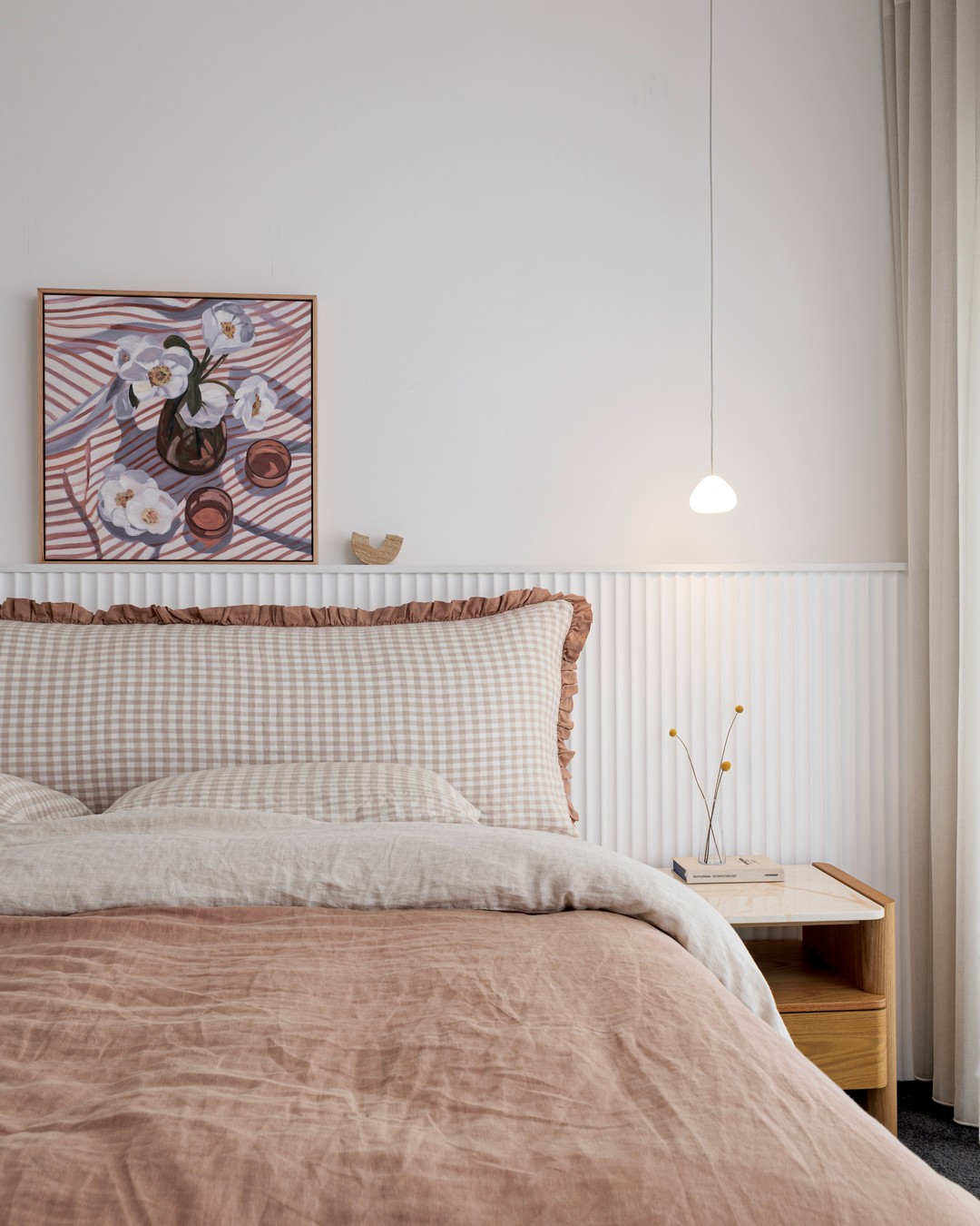 Arlem bedhead cushions in a styled bedroom