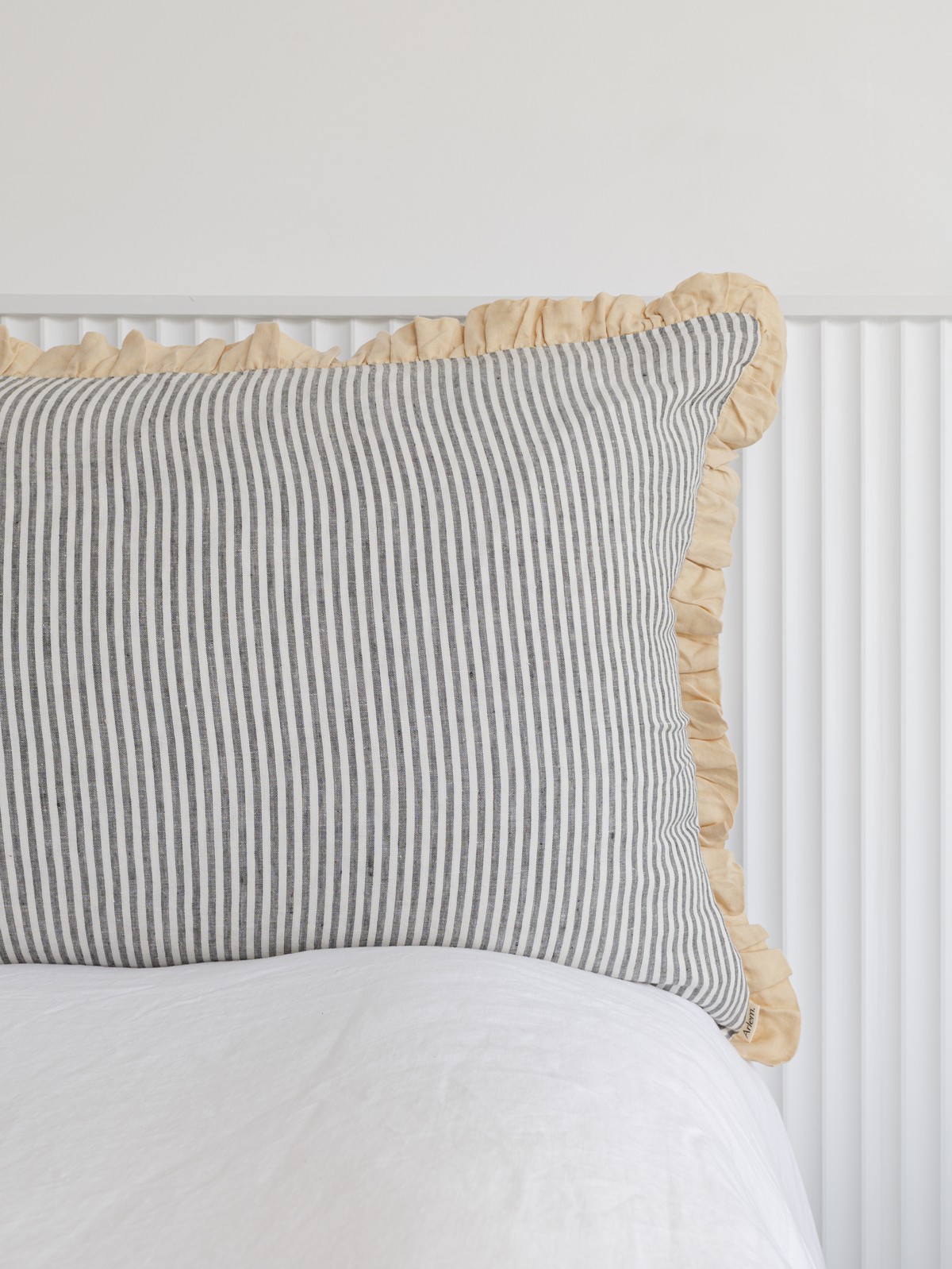 French Ticking bedhead cushion