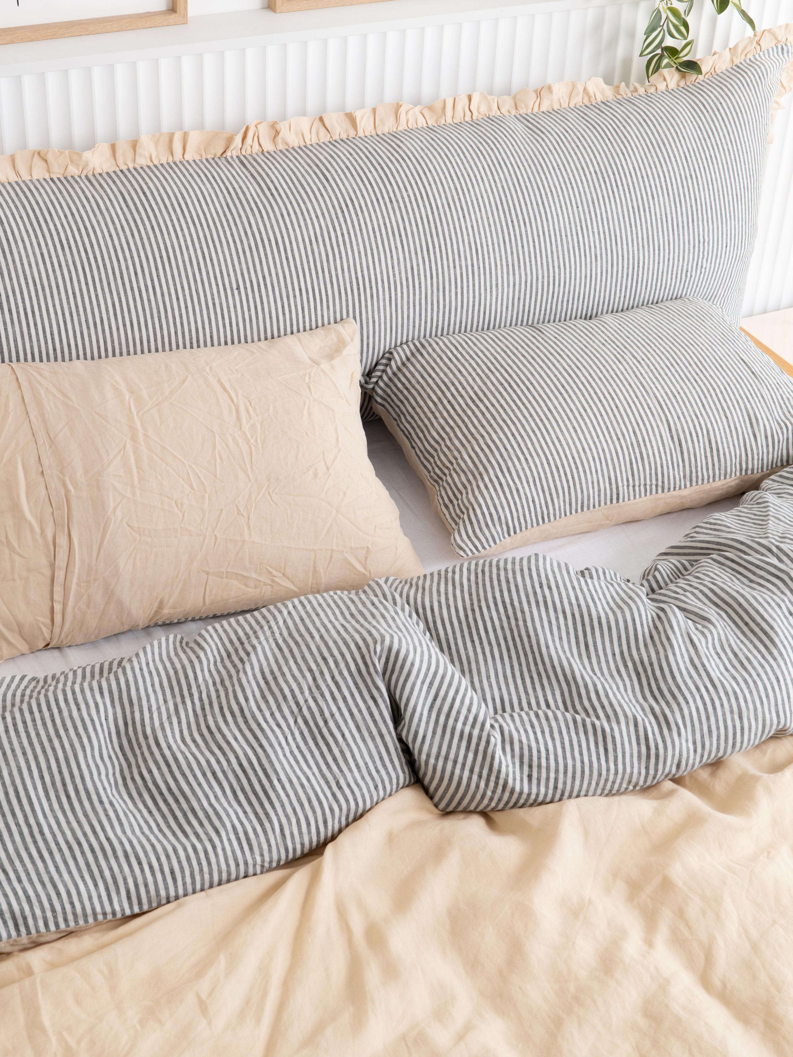 French Ticking Bedhead Cushion