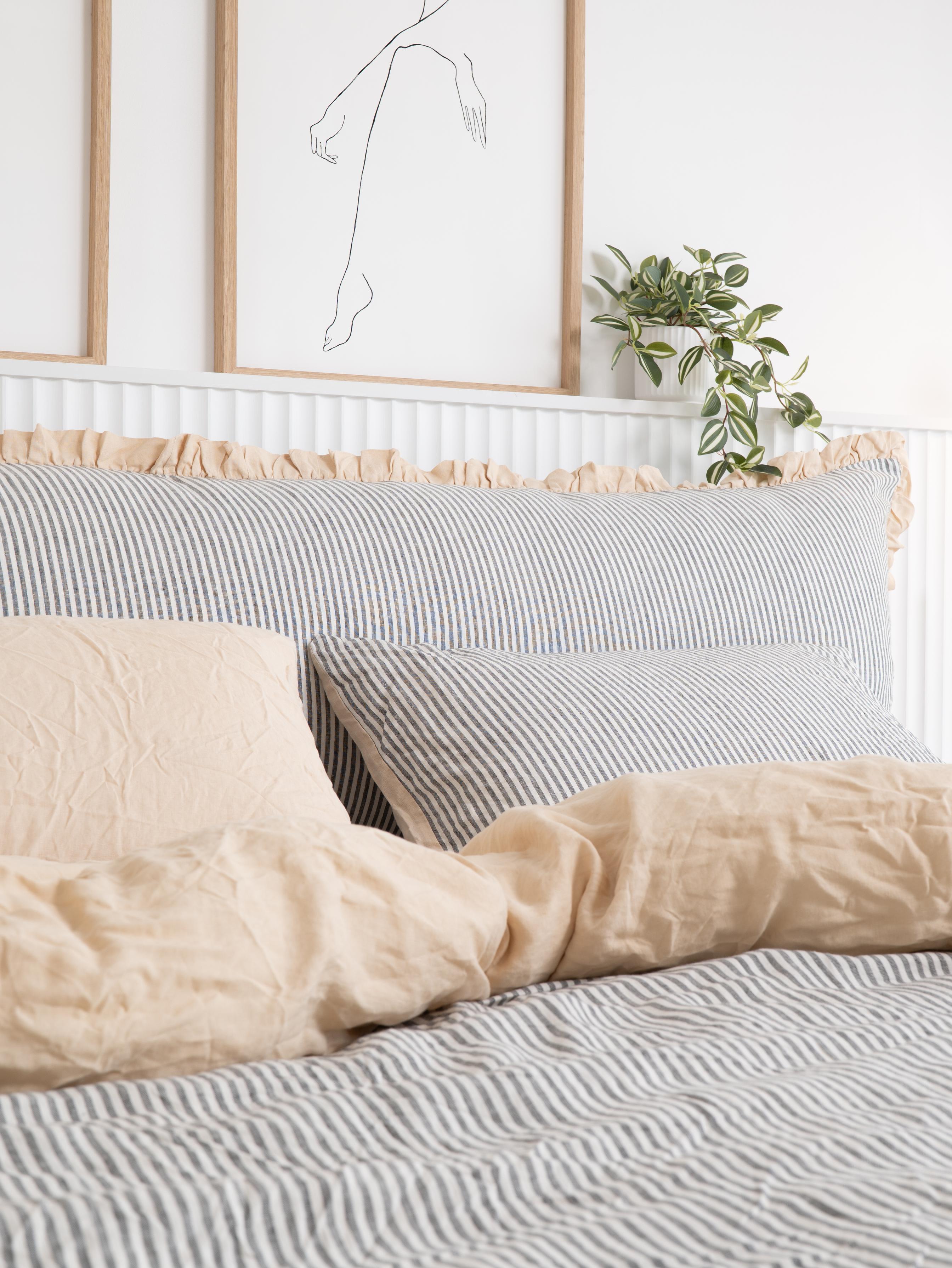 French Ticking Bedhead Cushion