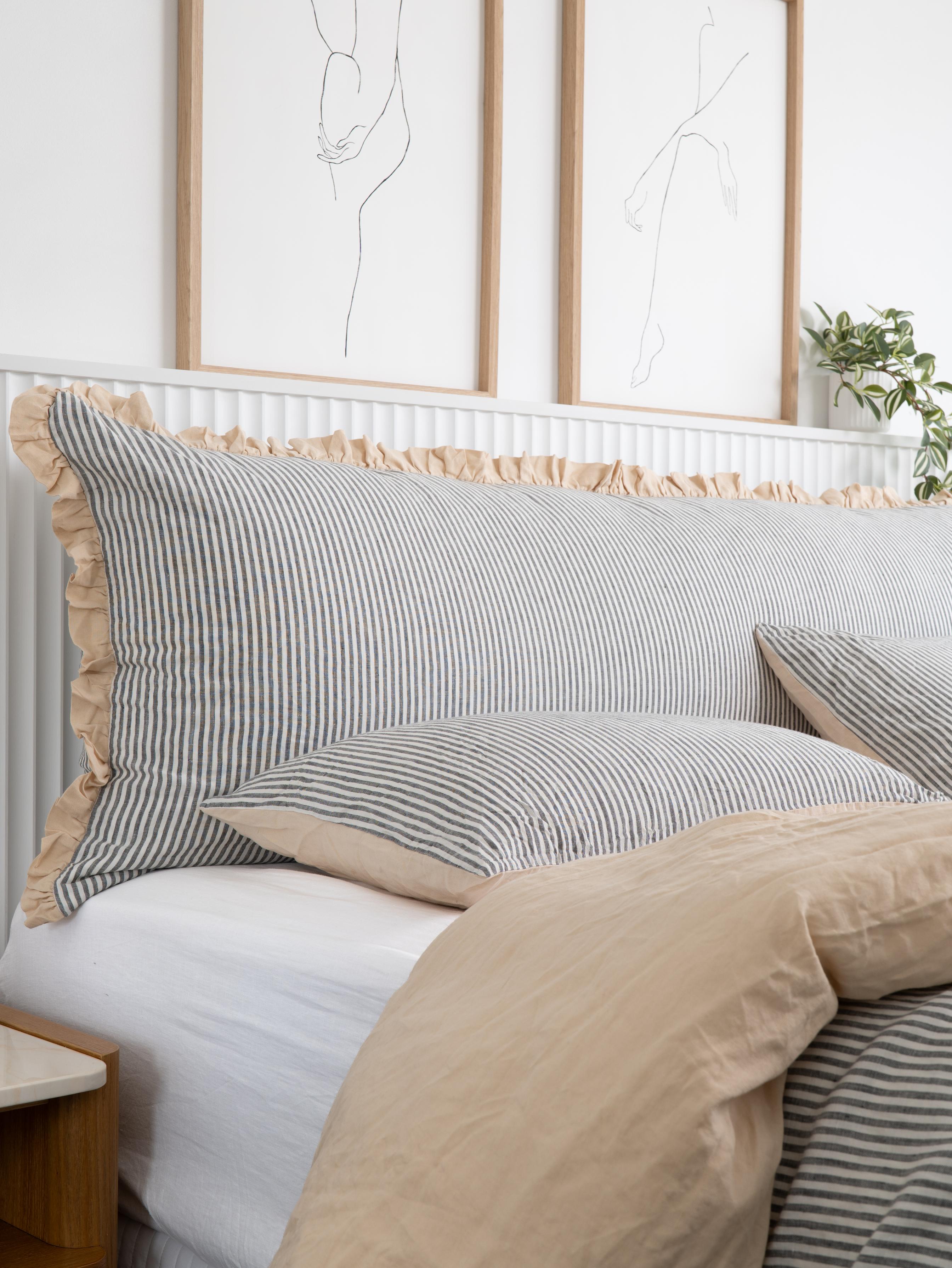 Bedhead Cushion French Ticking