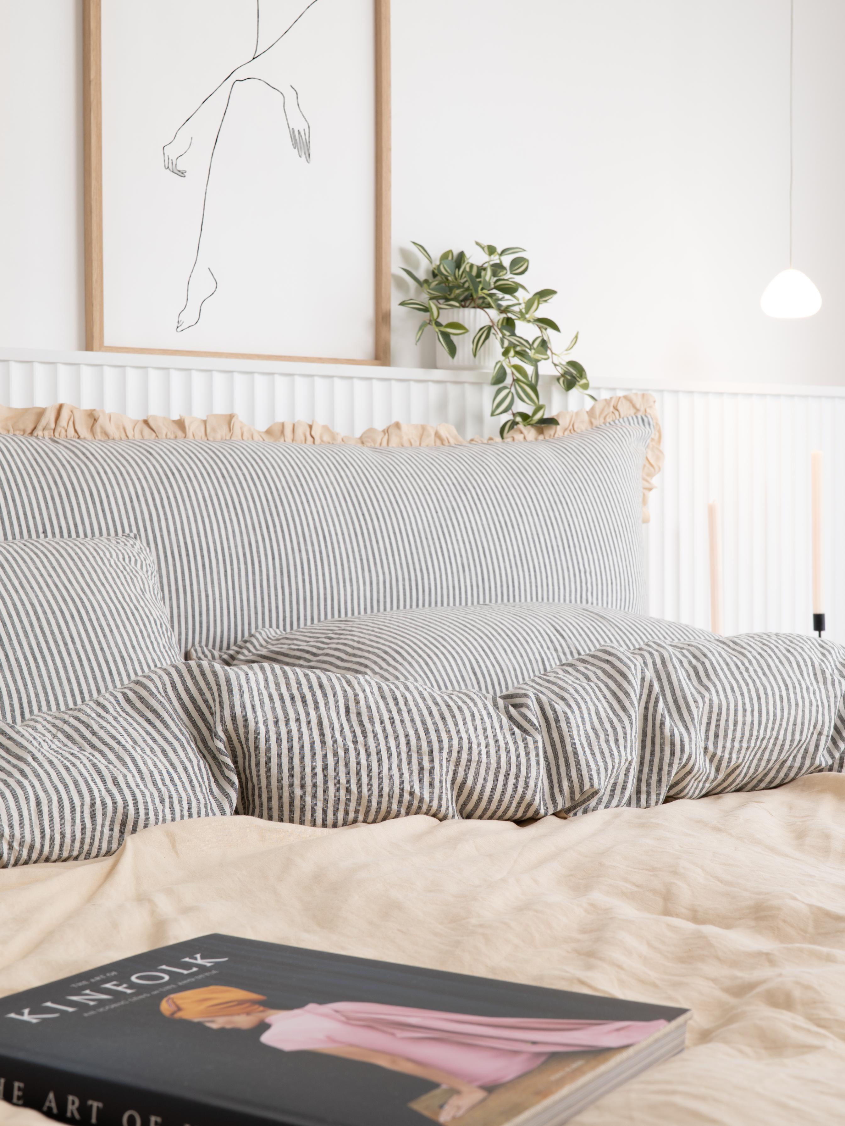 French Ticking Bedhead Cushion