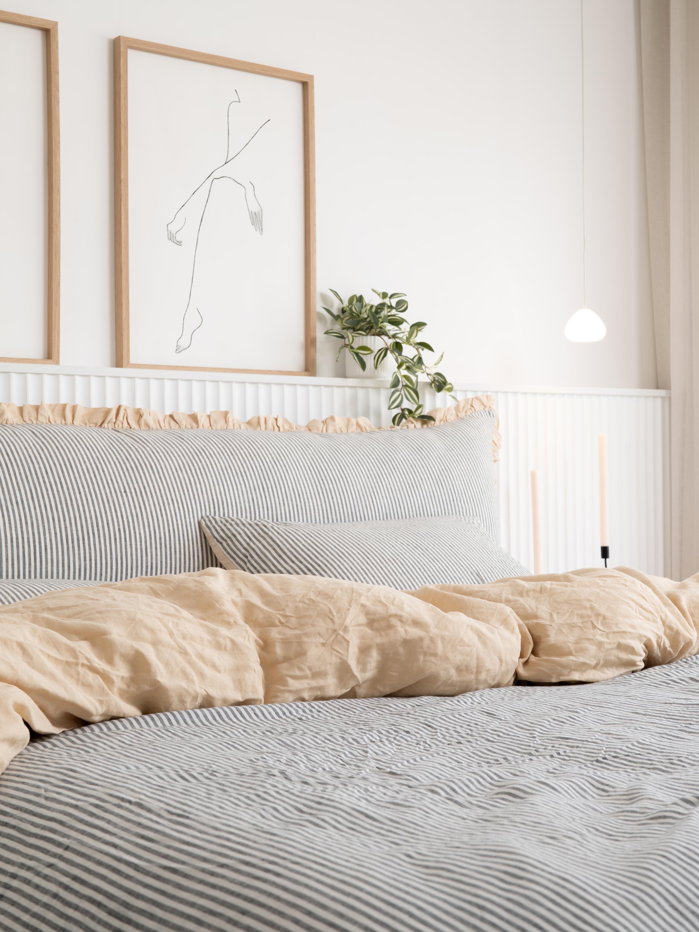 French Ticking Bedhead Cushion