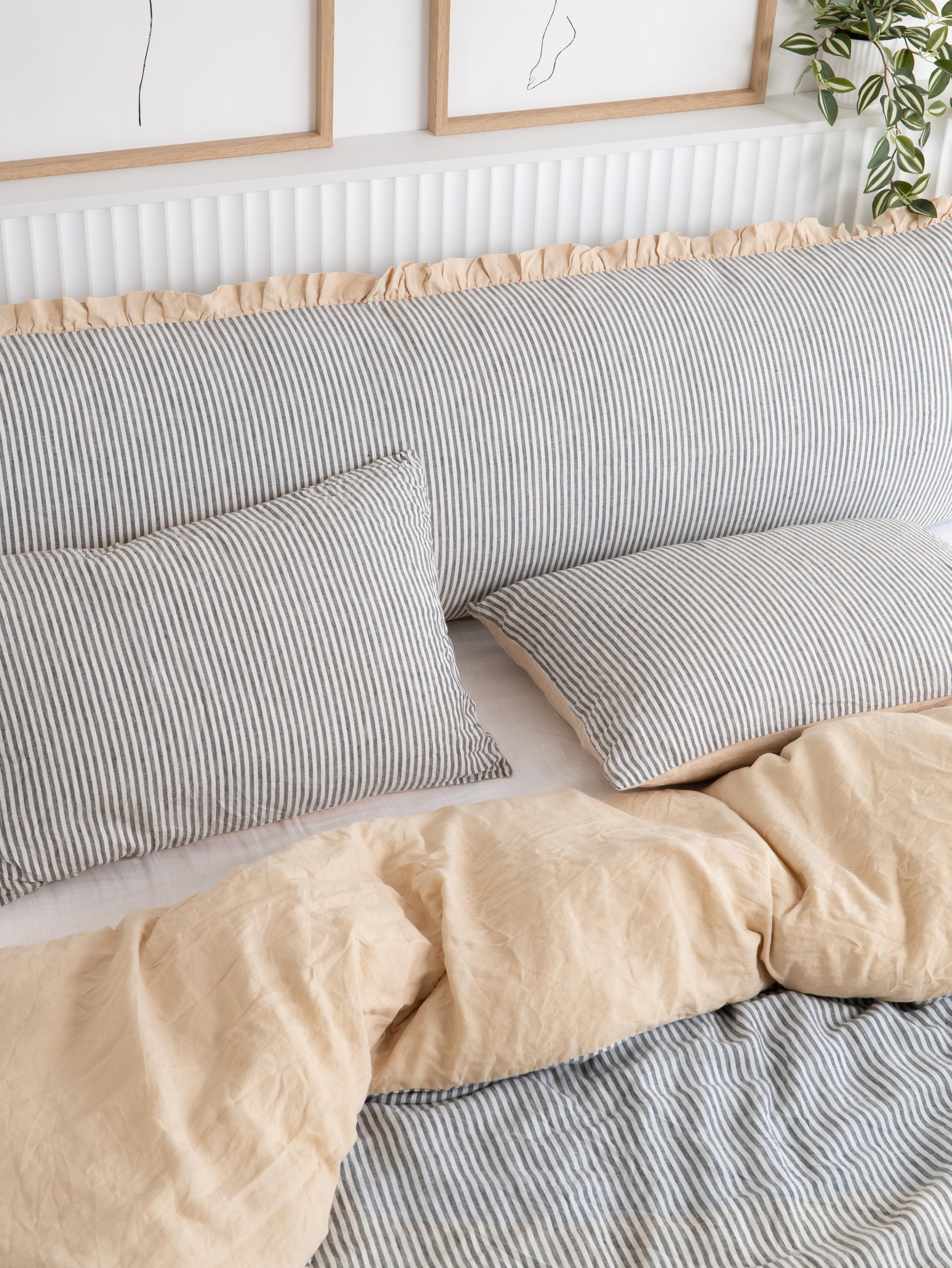 French Ticking Bedhead Cushion