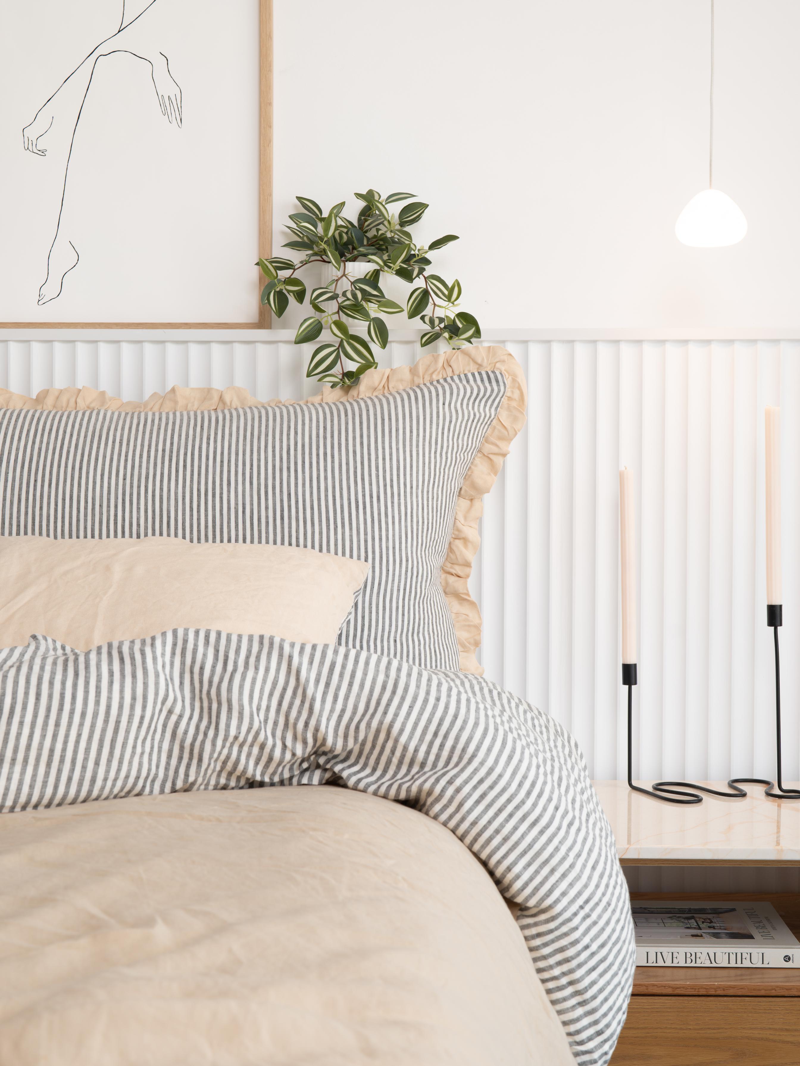 French Ticking Bedhead Cushion