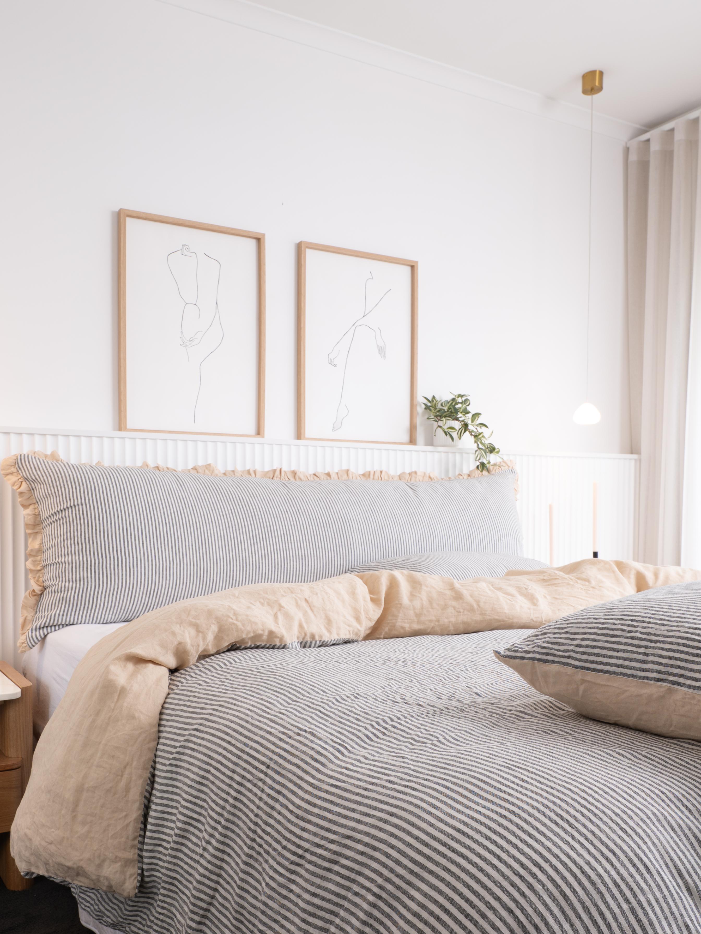 French Ticking Bedhead Cushion