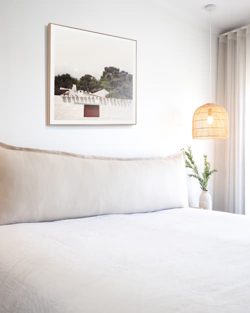 Stone bedhead cushion.